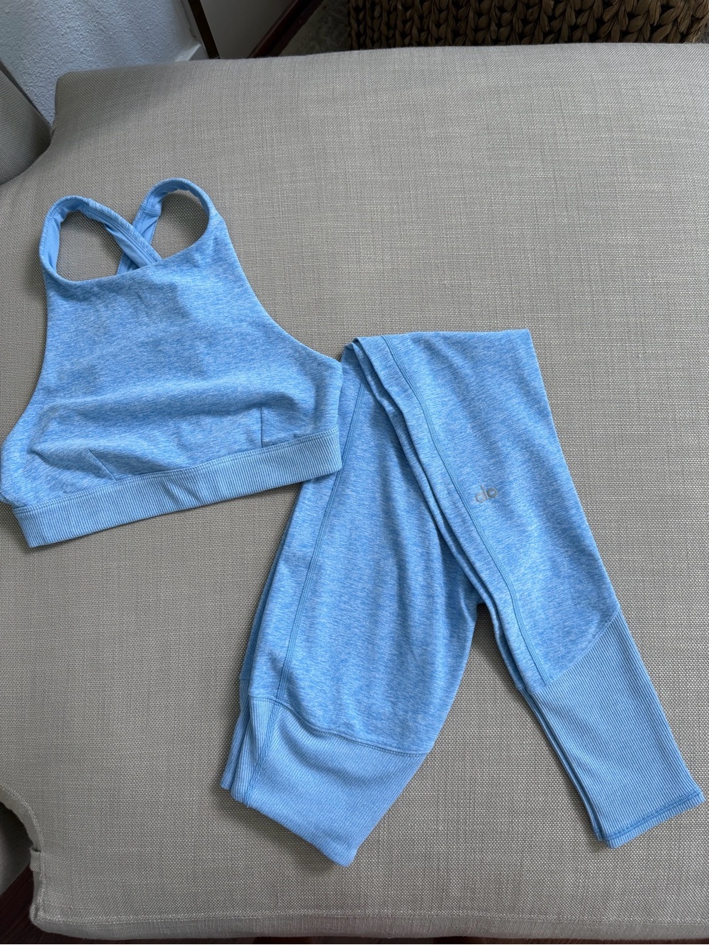 Alo High-Waist Alosoft Lounge Legging and High-Neck Bra - Matching Set